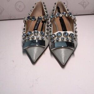 New Authentic Sergio Rossi Crystal Embellished Mary Jane Flat